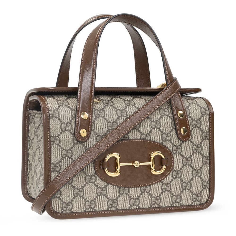 Gucci Horsebit 1955 GG Mini Top Handle Bag in Brown NEW W DUST BAG